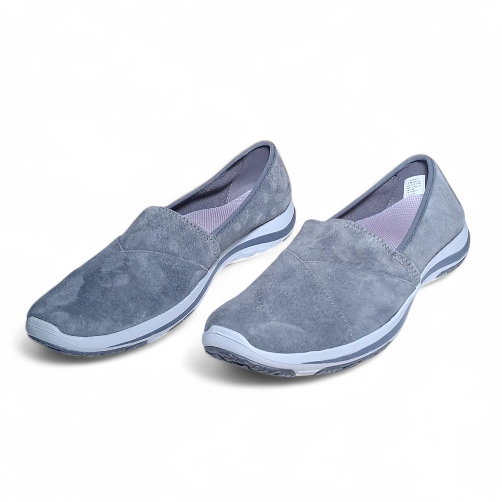 LL Bean Womens Back Cove Slip On Shoe Size 9  Gray Suede Comfy Flat Loafer